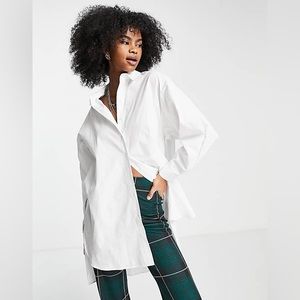 Topshop oversized poplin shirt in white